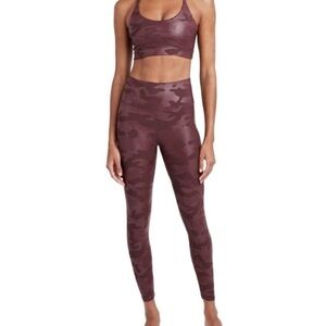 Sage Collective Red Oxblood Hi-Rise Camo Leggings Women Size XL Activewear